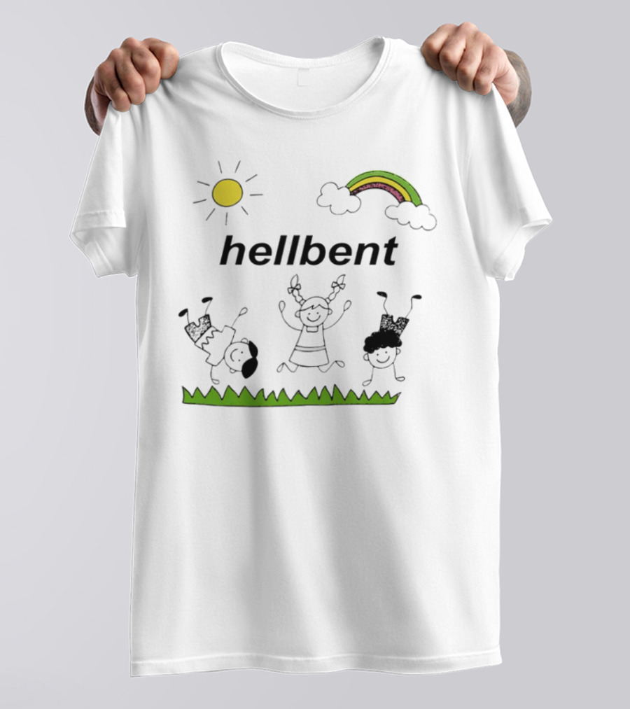 Hellbent Young Rebels Sun Rainbow Grass Playful Art T-Shirt
