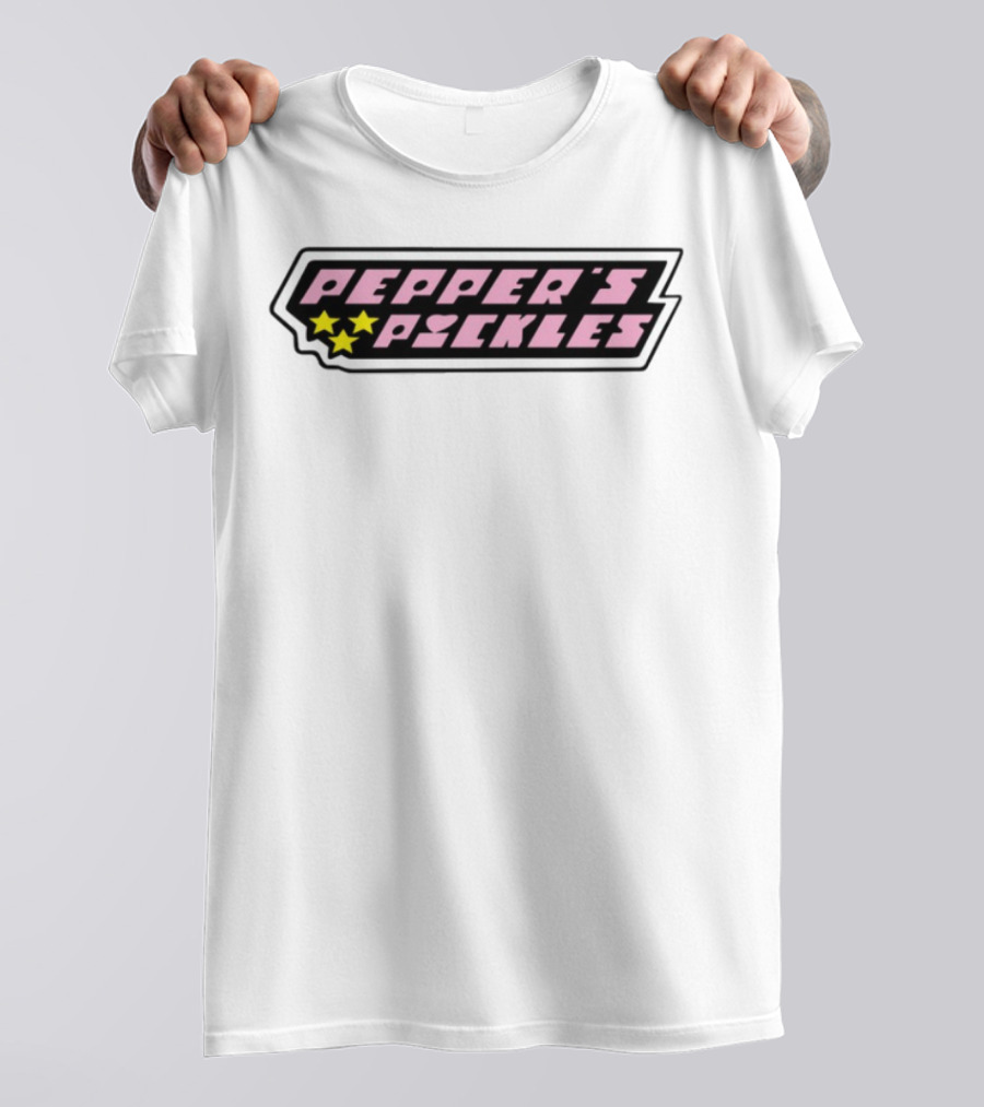 Pepper's Pickles Pink Heart Stars Retro Style T-Shirt