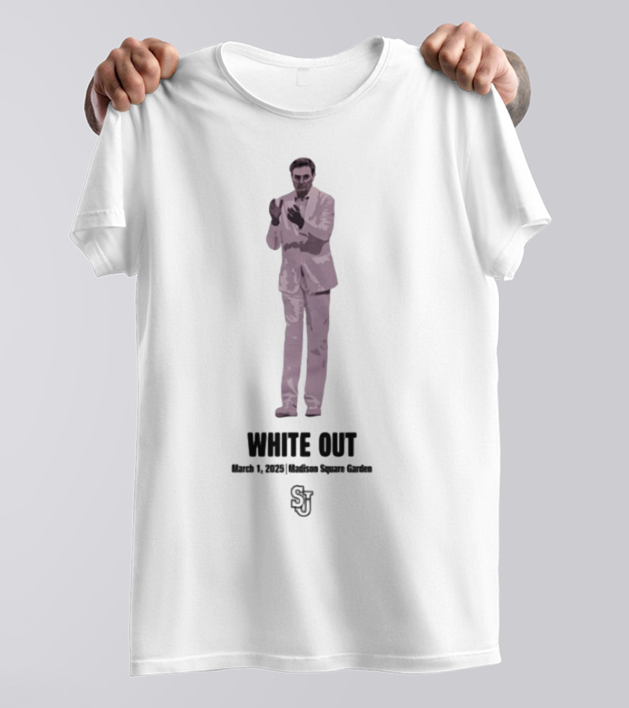 White Out March 1 2025 Madison Square Garden SJ Logo T-Shirt