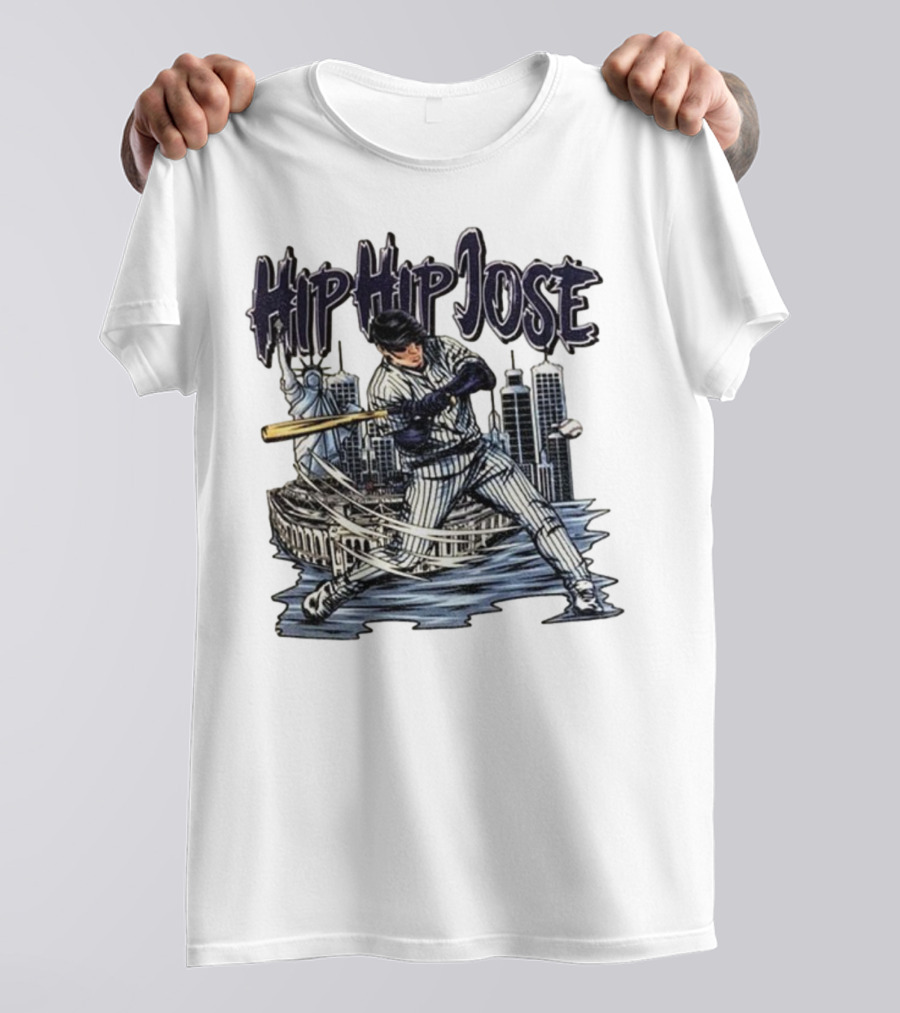 Hip Hip Jose New York Yankees Statue Of Liberty Baseball Player Comic Style T-Shirt