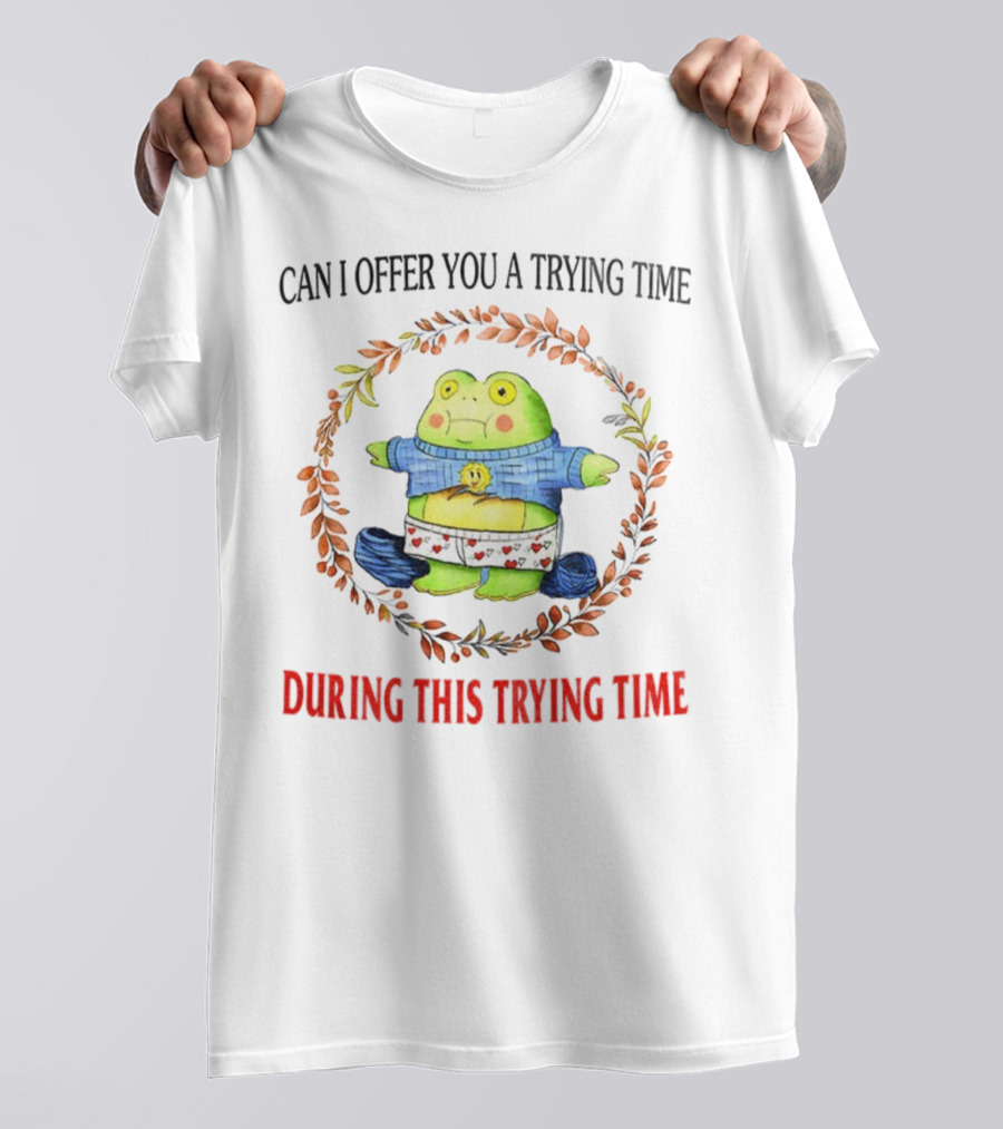 Can I Offer You A Trying Time During This Trying Time Funny Frog Meme T-Shirt