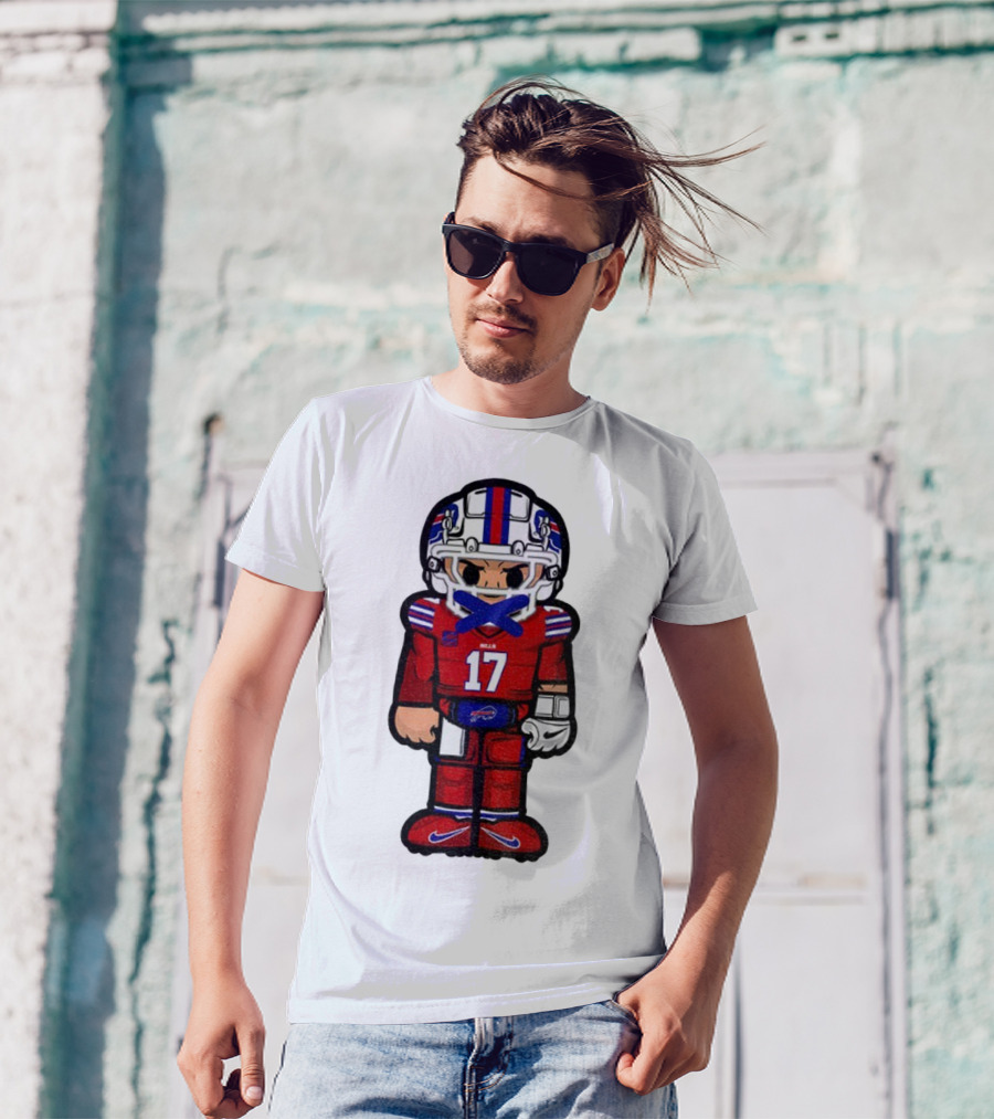 Buffalo Bills Josh Allen Cartoon NFL Football 2025 Number 17 T-Shirt