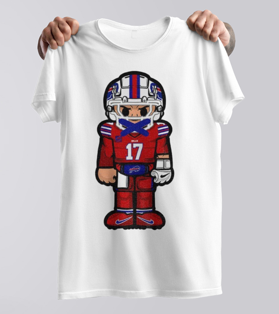 Buffalo Bills Josh Allen Cartoon NFL Football 2025 Number 17 T-Shirt