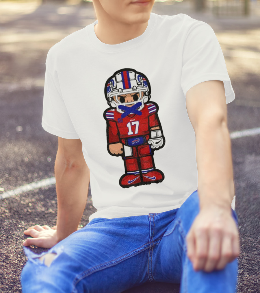 Buffalo Bills Josh Allen Cartoon NFL Football 2025 Number 17 T-Shirt