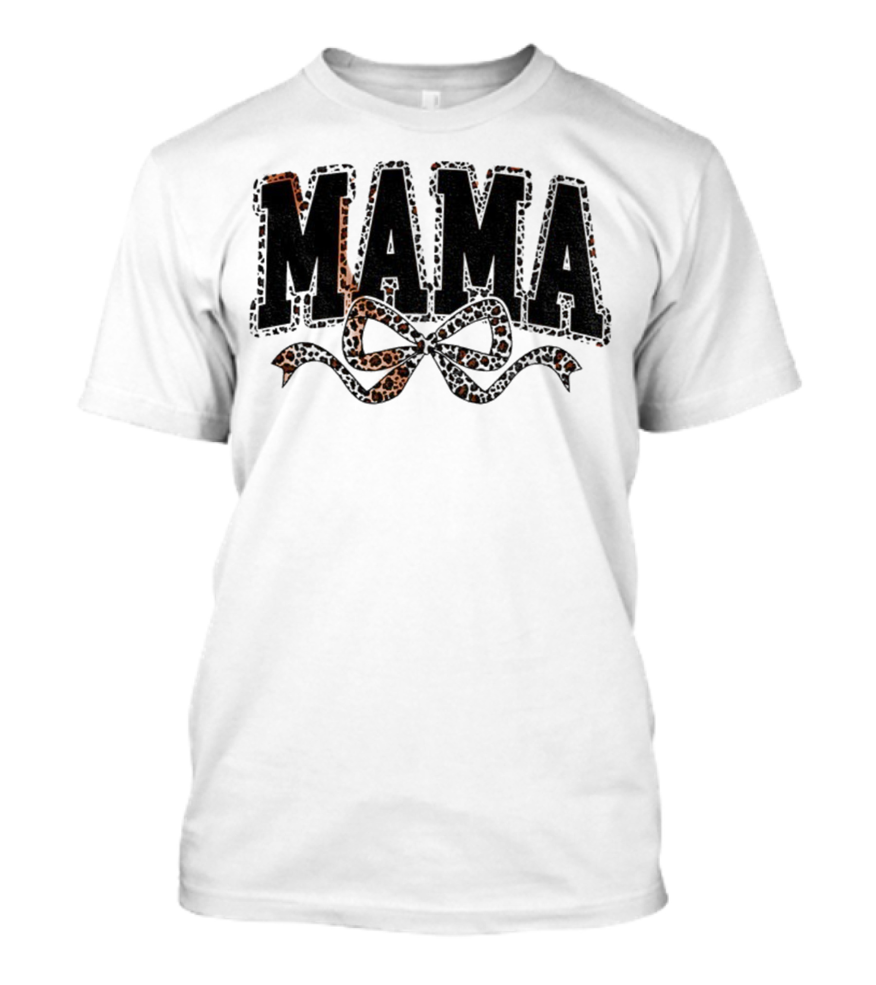 Mama Leopard Print Coquette Bow T-Shirt