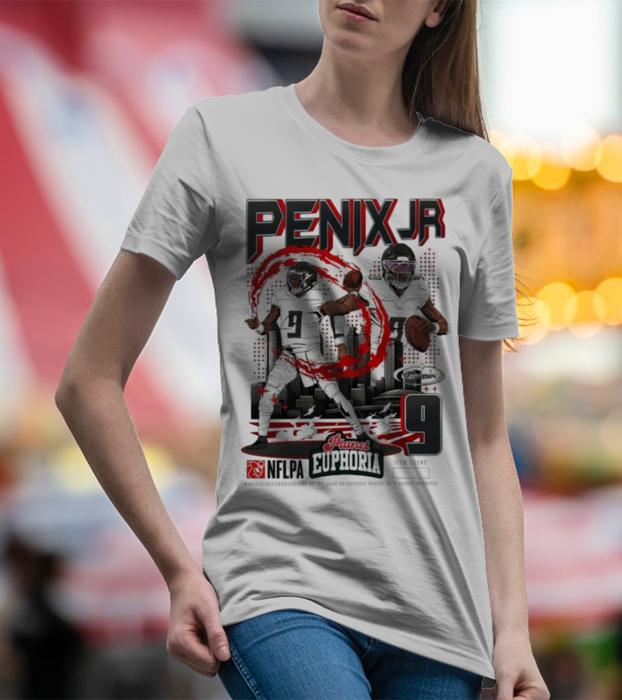 Penix Jr. NFLPA Planet Euphoria Number 9 Football Theme T-Shirt