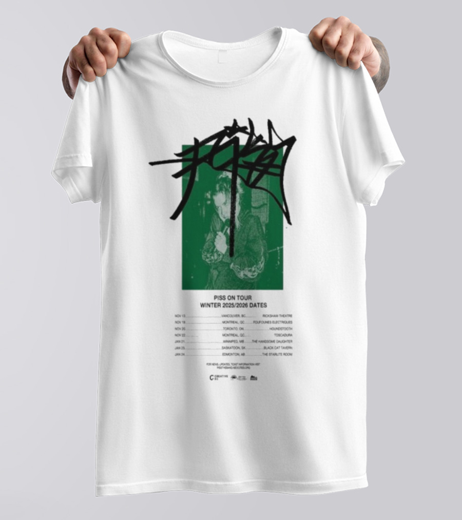 PISS Winter Tour 2025 2026 Dates Featuring Zoviet Sex 徐锐 Stroyka 7 Days Of Sorrow Gnar Dog Smplsmksי T-Shirt
