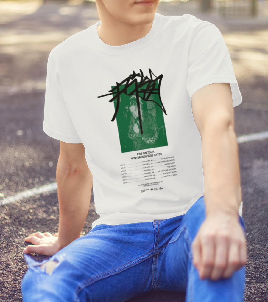 PISS Winter Tour 2025 2026 Dates Featuring Zoviet Sex 徐锐 Stroyka 7 Days Of Sorrow Gnar Dog Smplsmksי T-Shirt