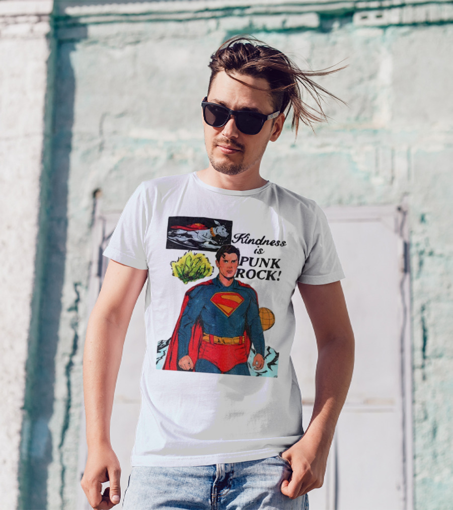 Superman DC Kindness Is Punk Rock Krypton Dog Caped Hero T-Shirt