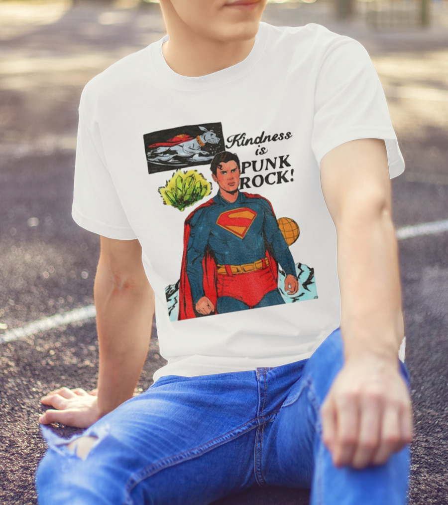 Superman DC Kindness Is Punk Rock Krypton Dog Caped Hero T-Shirt