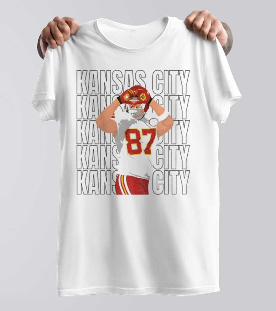 Kansas City Chiefs Travis Kelce 87 Heart Hands Game Day T-Shirt