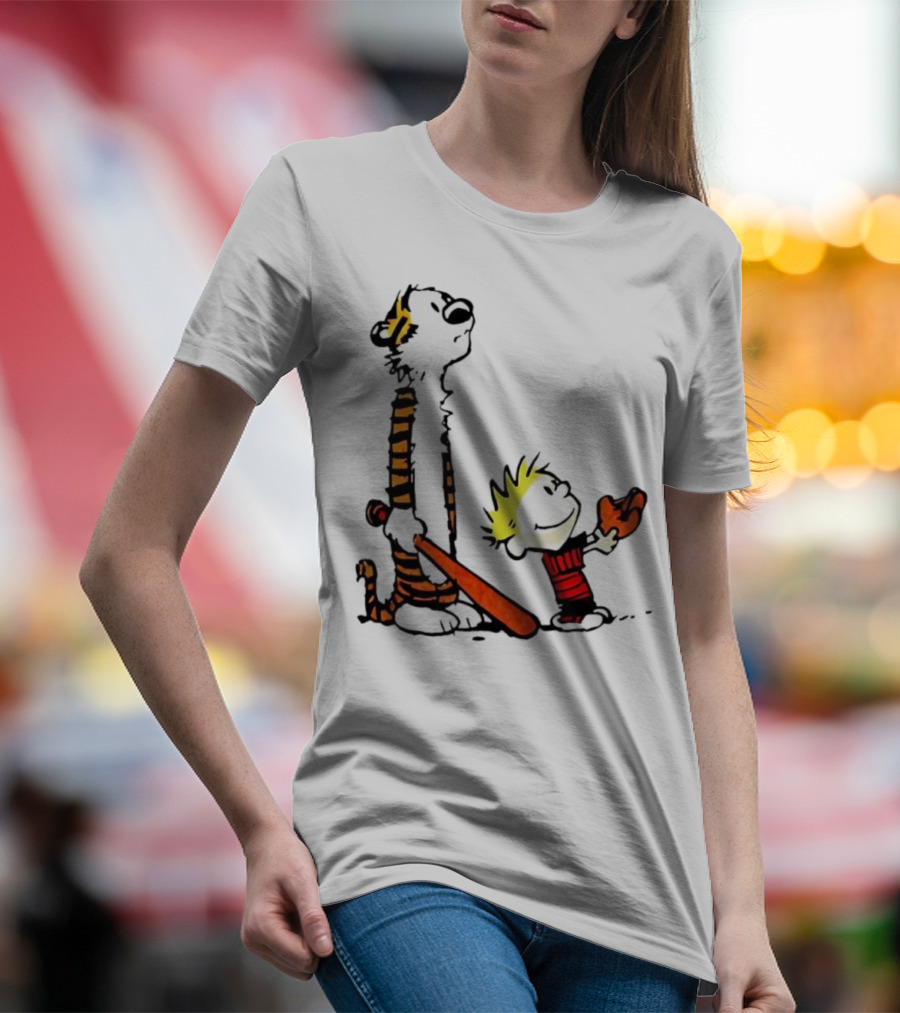 Calvin And Hobbes Baseball Glove And Bat Playtime T-Shirt