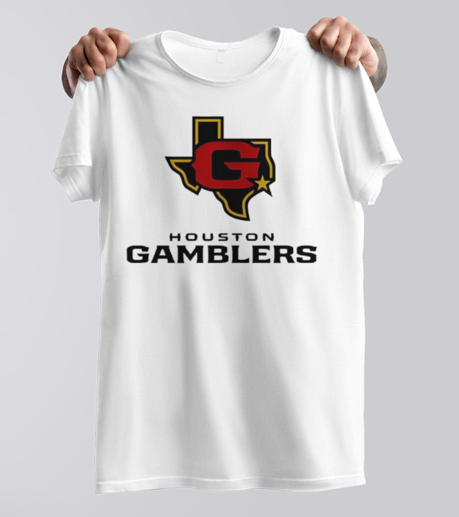 Houston Gamblers Texas Outline G Star Emblem T-Shirt