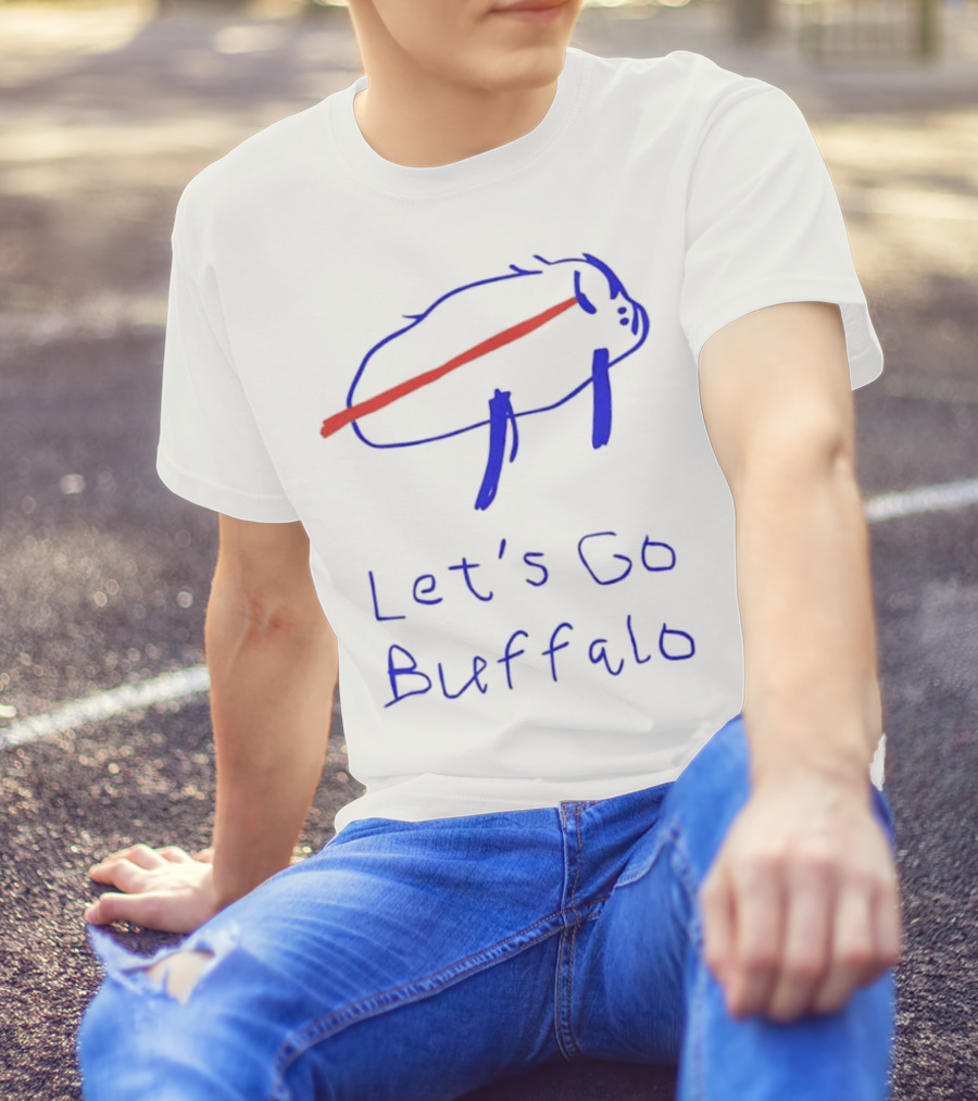 Let’s Go Buffalo Bills Hand-Drawn Blue And Red Graphic T-Shirt