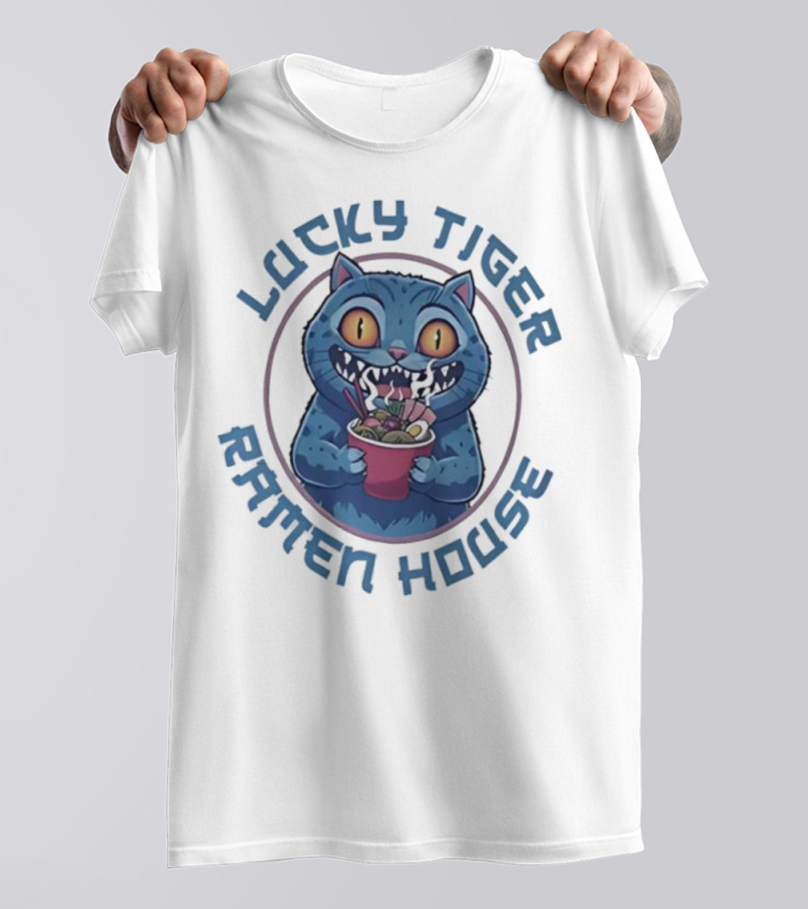 Lucky Tiger Ramen House Kpop Demon Hunters Derpy The Tiger Cartoon Cat Noodles T-Shirt