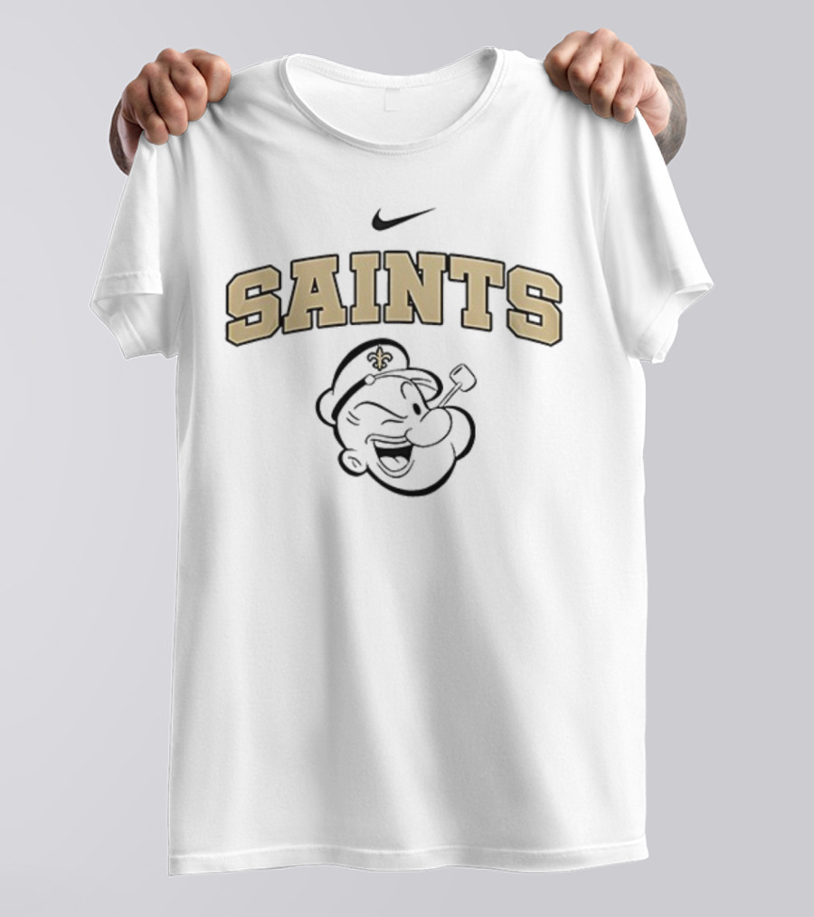New Orleans Saints Popeye Crossover I Yam What I Yam Sports Fan Collab T-Shirt