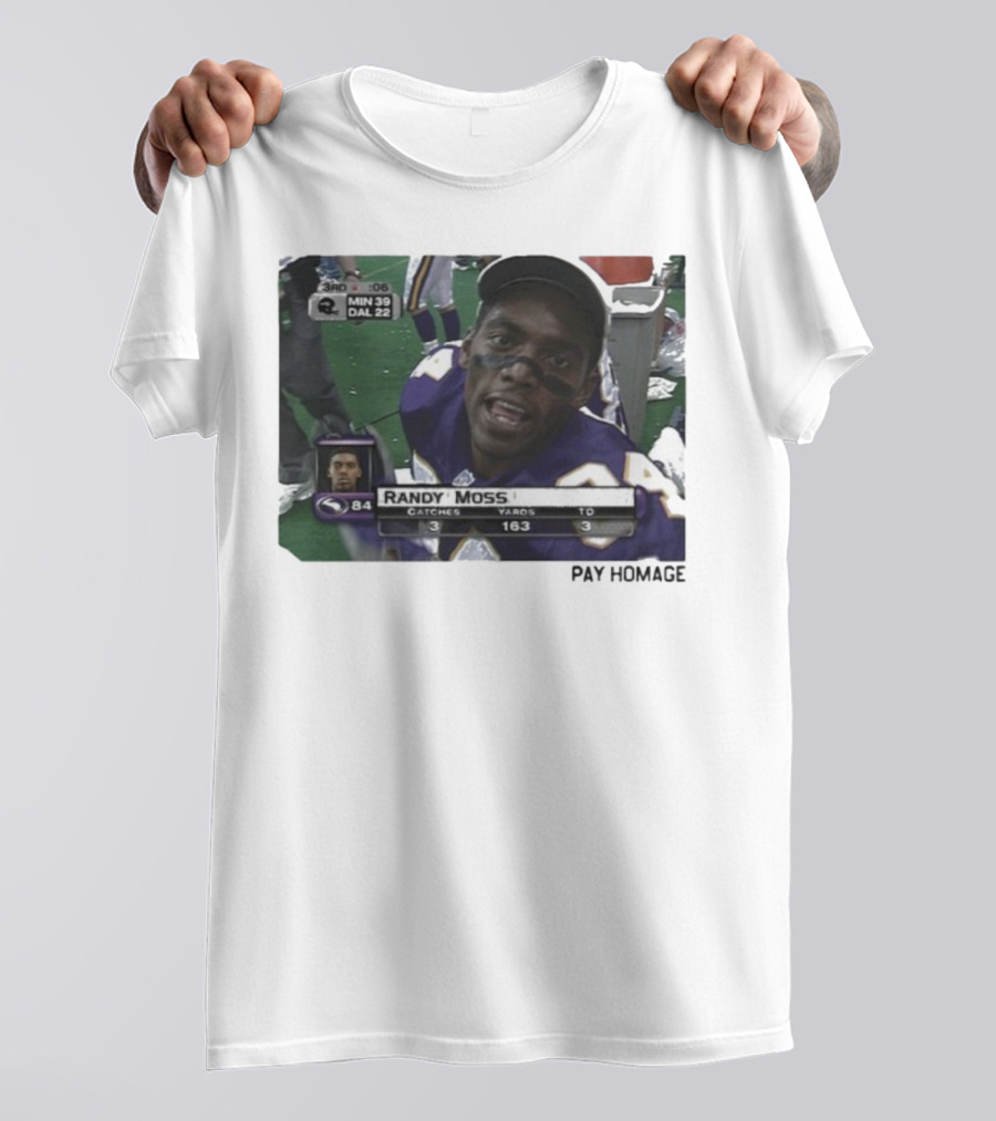 Randy Moss Minnesota Vikings 84 Pay Homage Catches Yards TO T-Shirt