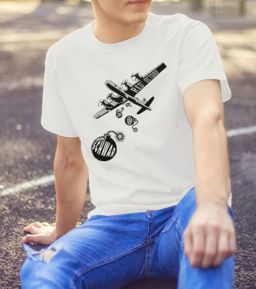 Philadelphia Phillies Red October Schwarbombs Away City Skyline Airplane رسالة قصف Blimp Explosion T-Shirt