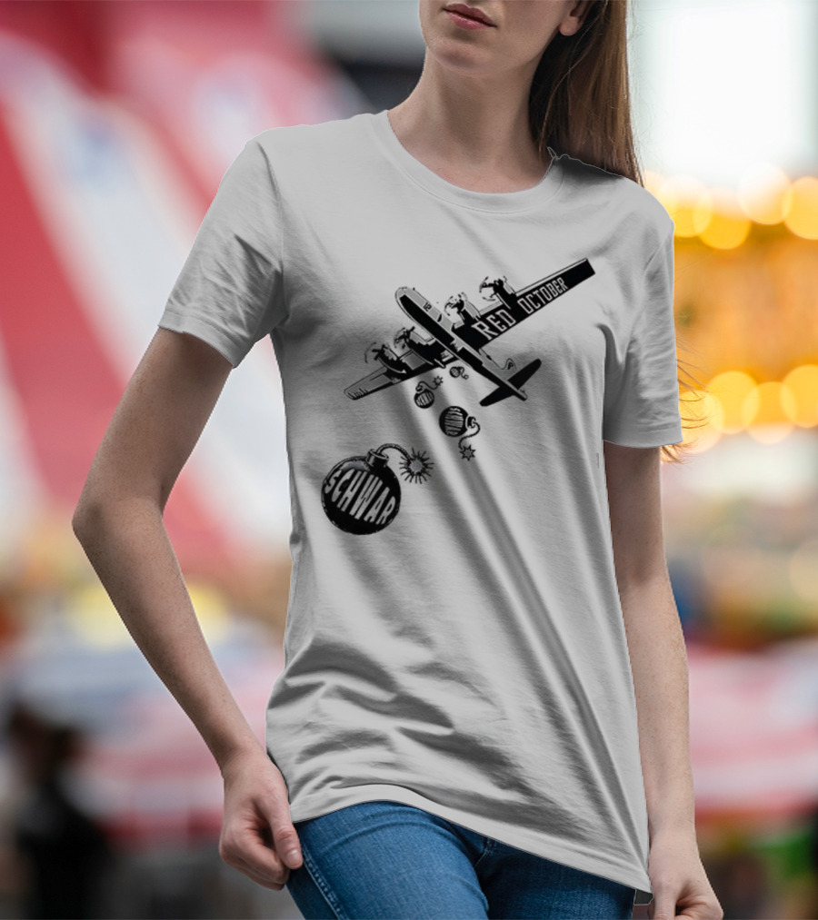 Philadelphia Phillies Red October Schwarbombs Away City Skyline Airplane رسالة قصف Blimp Explosion T-Shirt