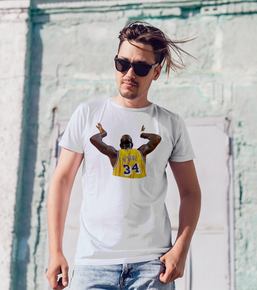 Shaquille O'Neal 34 Los Angeles Lakers Basketball Iconic Celebration T-Shirt