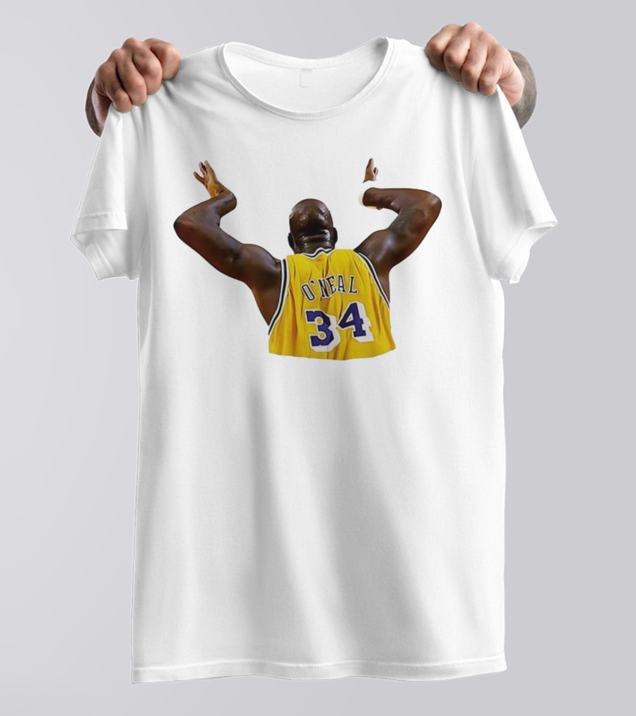 Shaquille O'Neal 34 Los Angeles Lakers Basketball Iconic Celebration T-Shirt