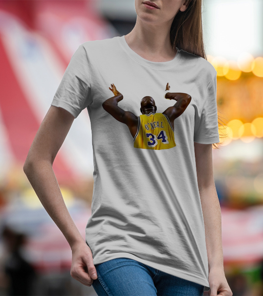 Shaquille O'Neal 34 Los Angeles Lakers Basketball Iconic Celebration T-Shirt