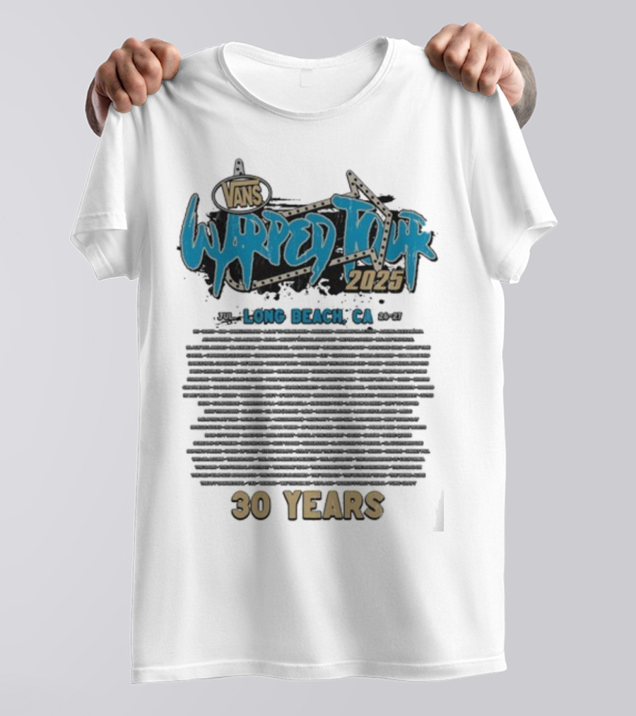 Vans Warped Tour 2025 Long Beach CA 30 Years Lineup T-Shirt