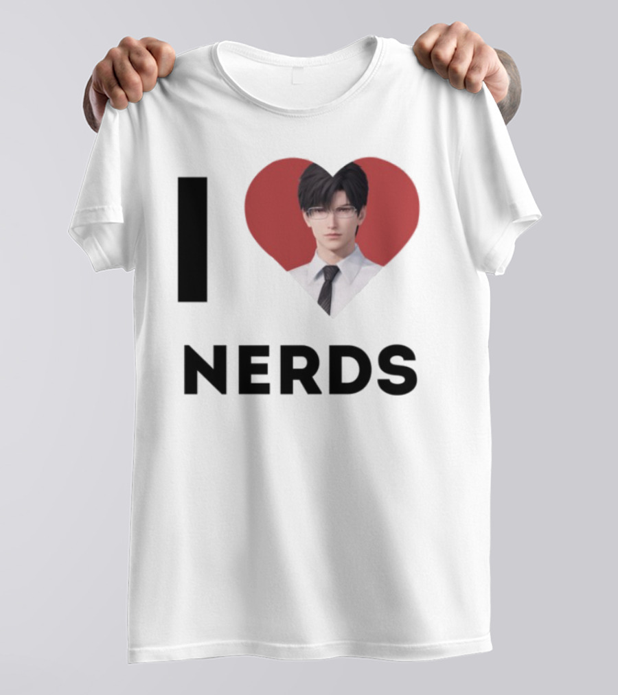 I Love Nerds Anime Character Glasses And Suit T-Shirt