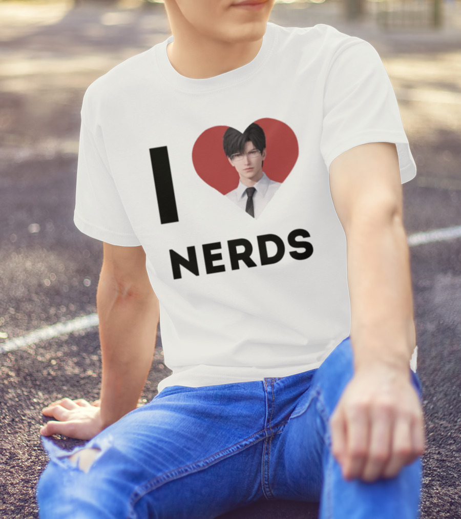 I Love Nerds Anime Character Glasses And Suit T-Shirt