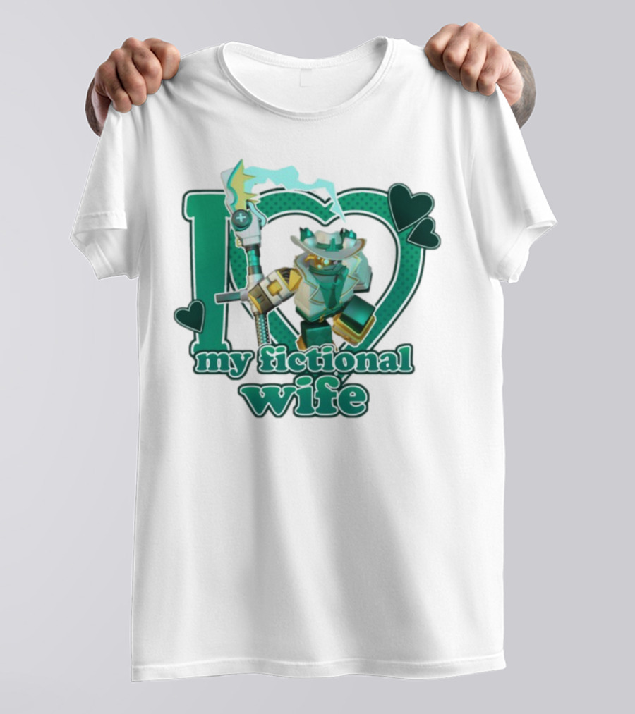 Kimmada Phighting Scythe I Love My Fictional Wife Iconic Robot And Heart Design T-Shirt