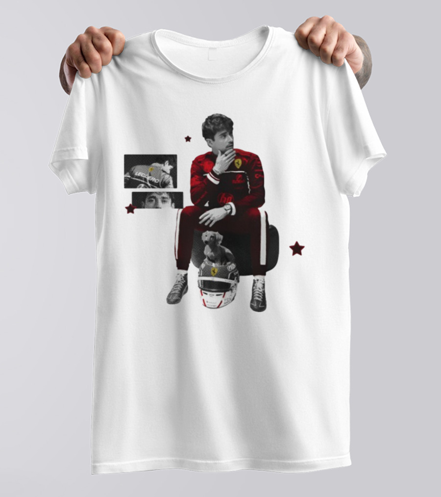 Lilisdsigns Charles Leclerc Ferrari Racing Red Outfit 16 Fan Memorabilia T-Shirt