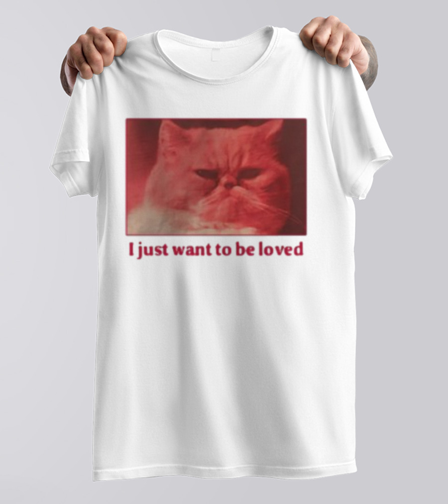 Volodymyr Testardі I Just Want To Be Loved Grumpy Cat Red Tones T-Shirt