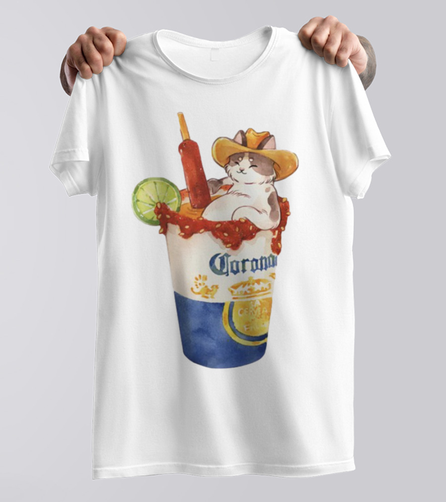 Michelada Vanilla Ryder Cat With Cowboy Hat In Corona Cup With Lime And Chamoy T-Shirt