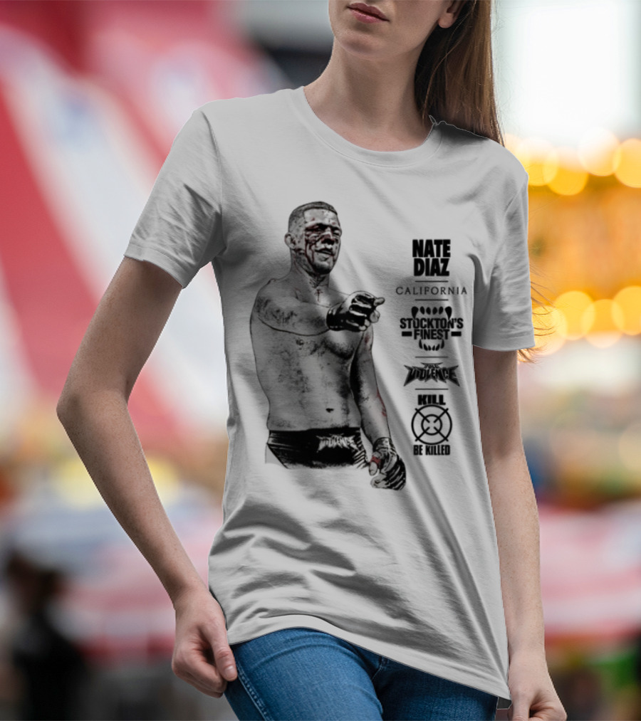 Nate Diaz Stockton California Pride Fighter Authentic Merchandise T-Shirt