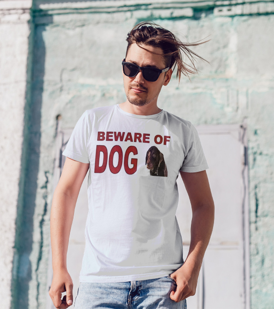 BEWARE OF DOG Meme Vintage Humor T-Shirt
