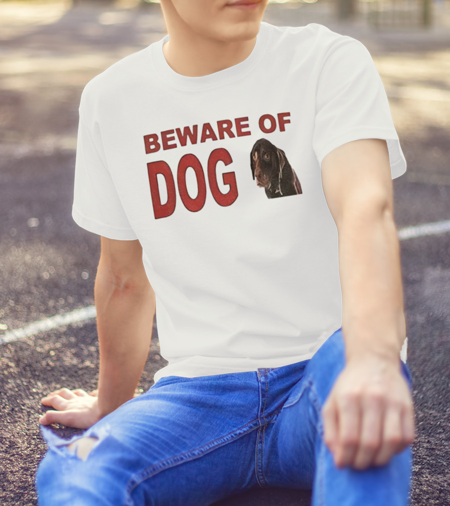 BEWARE OF DOG Meme Vintage Humor T-Shirt