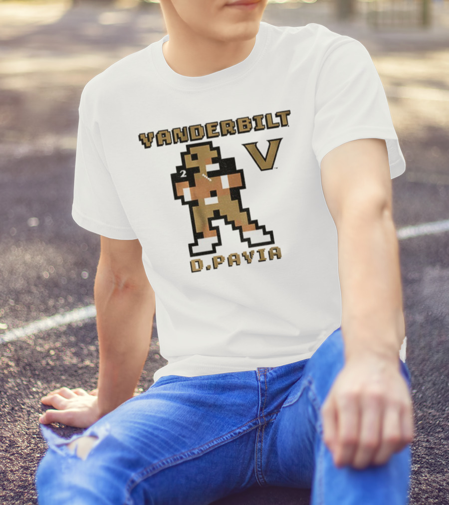 Vanderbilt Commodores D. Pavia 8-Bit Retro Football V Pixel Art T-Shirt