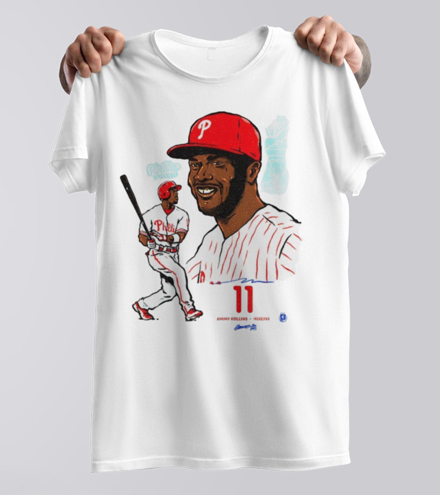 Jimmy Rollins 11 Philadelphia Phillies MLB Baseball Cartoon Phillies Player T-Shirt