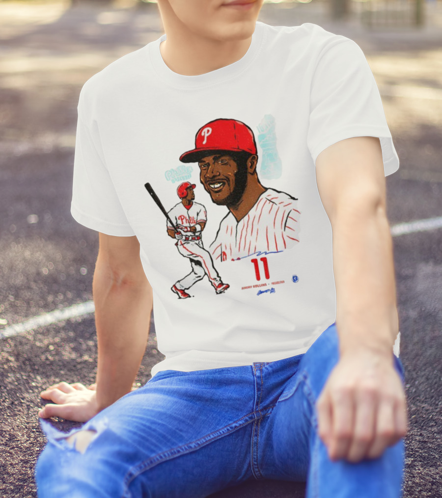 Jimmy Rollins 11 Philadelphia Phillies MLB Baseball Cartoon Phillies Player T-Shirt