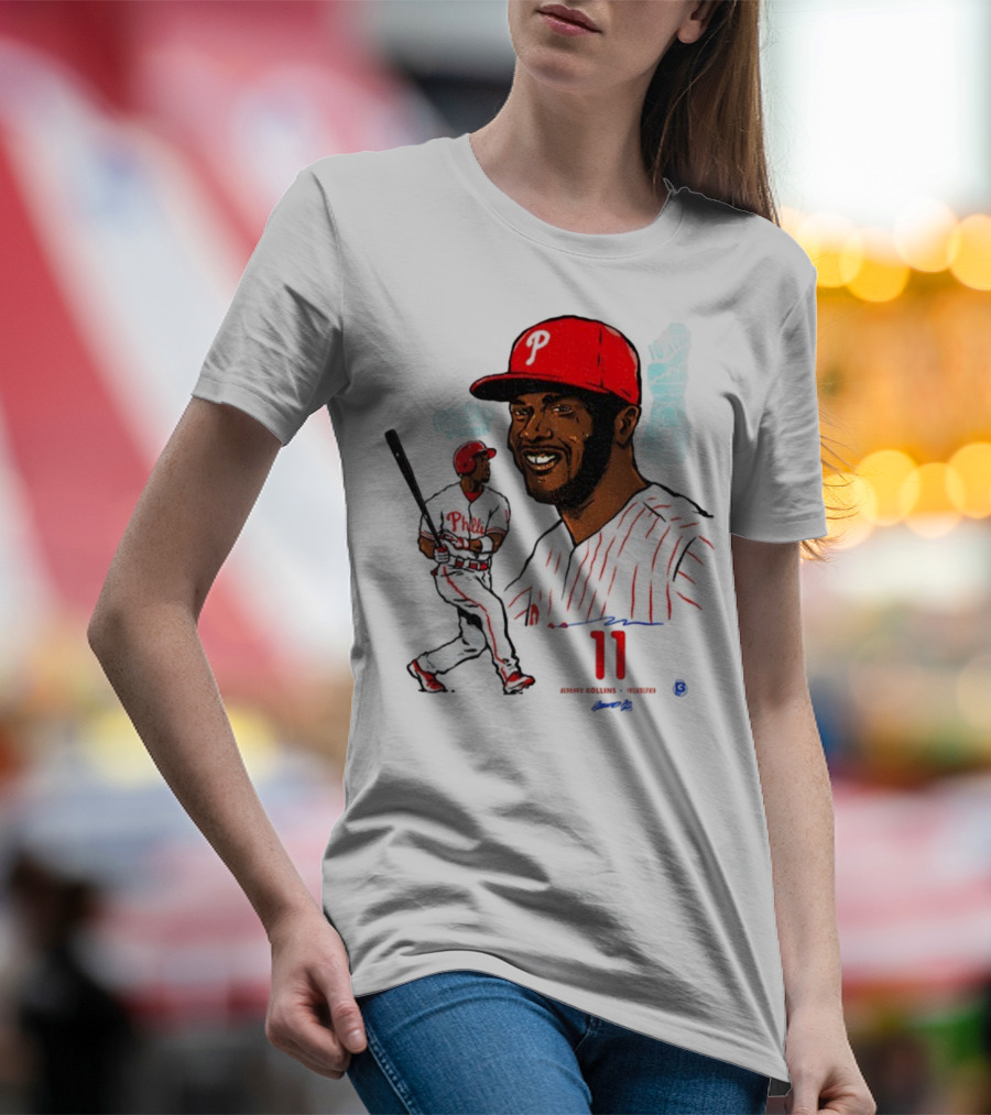 Jimmy Rollins 11 Philadelphia Phillies MLB Baseball Cartoon Phillies Player T-Shirt