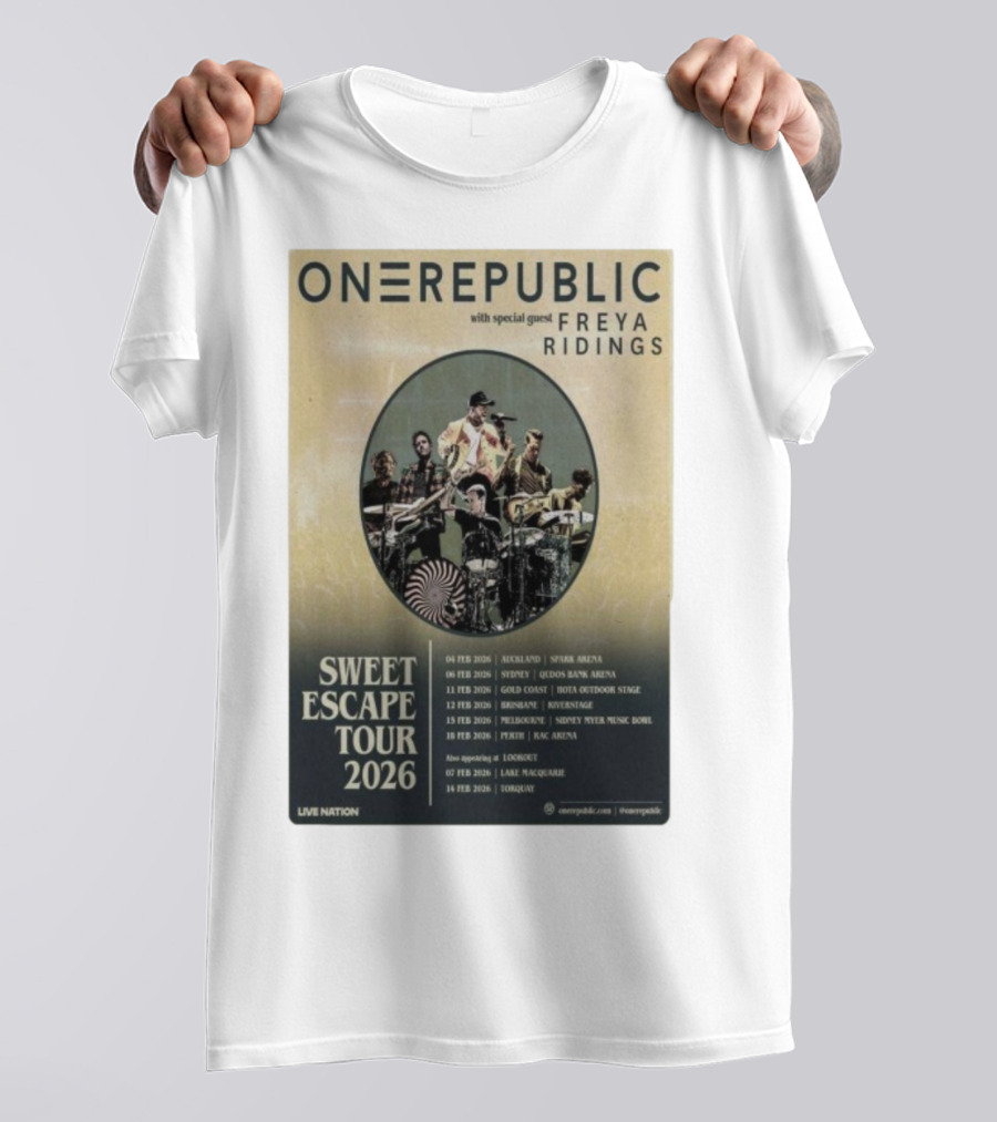 ONEREPUBLIC Sweet Escape Tour Australia New Zealand 2026 Special Guest Freya Ridings T-Shirt