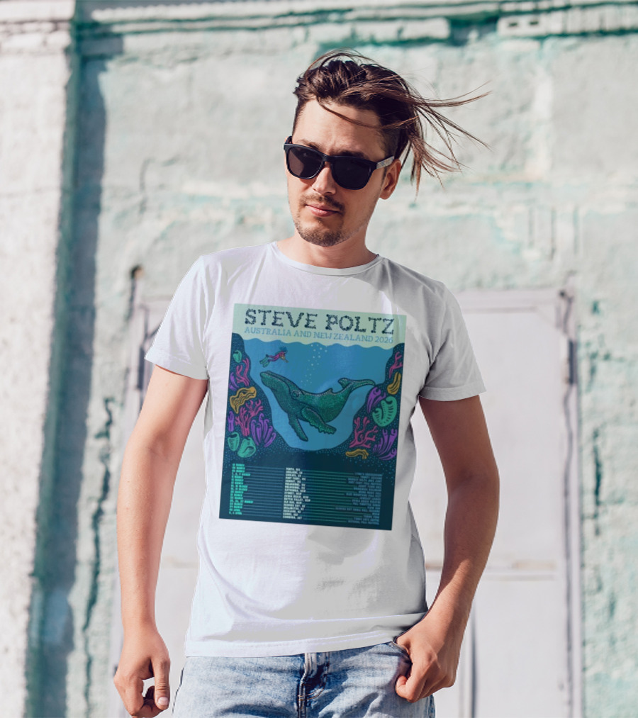 Steve Poltz Australia New Zealand Tour 2026 Concert Dates Underwater Theme T-Shirt