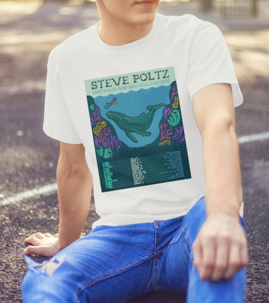 Steve Poltz Australia New Zealand Tour 2026 Concert Dates Underwater Theme T-Shirt