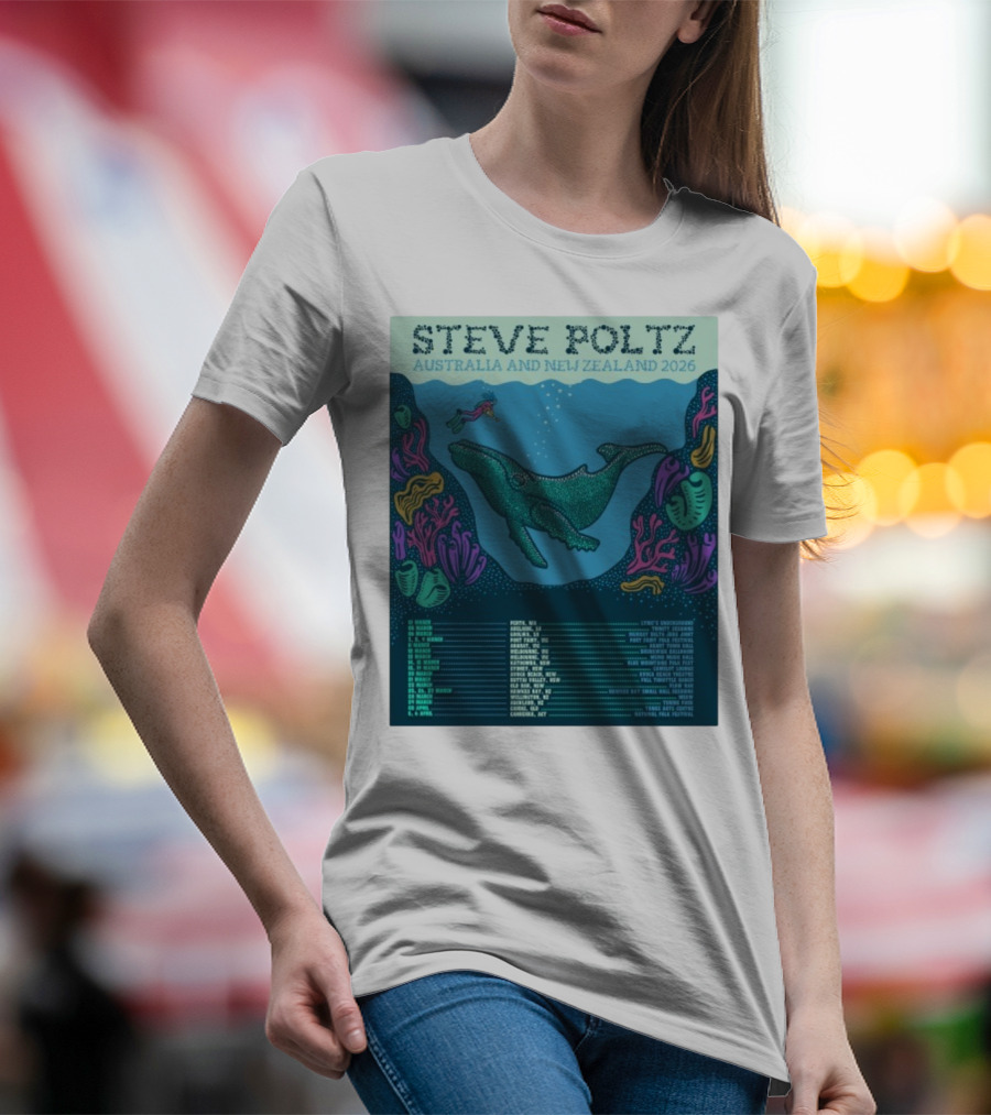 Steve Poltz Australia New Zealand Tour 2026 Concert Dates Underwater Theme T-Shirt