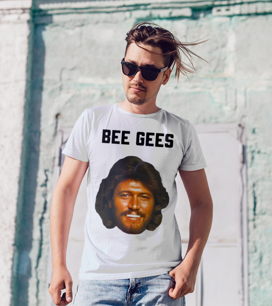 Barry Gibb Bee Gees Iconic Face Retro 70s Style T-Shirt