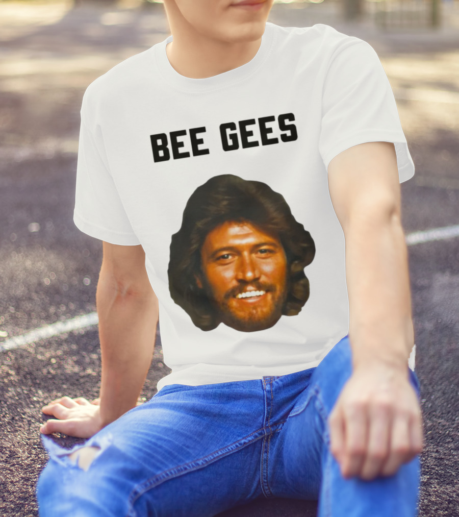 Barry Gibb Bee Gees Iconic Face Retro 70s Style T-Shirt