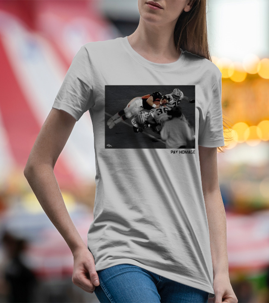 Denver Broncos John Elway Ash Pay Homage Iconic Football Moment T-Shirt