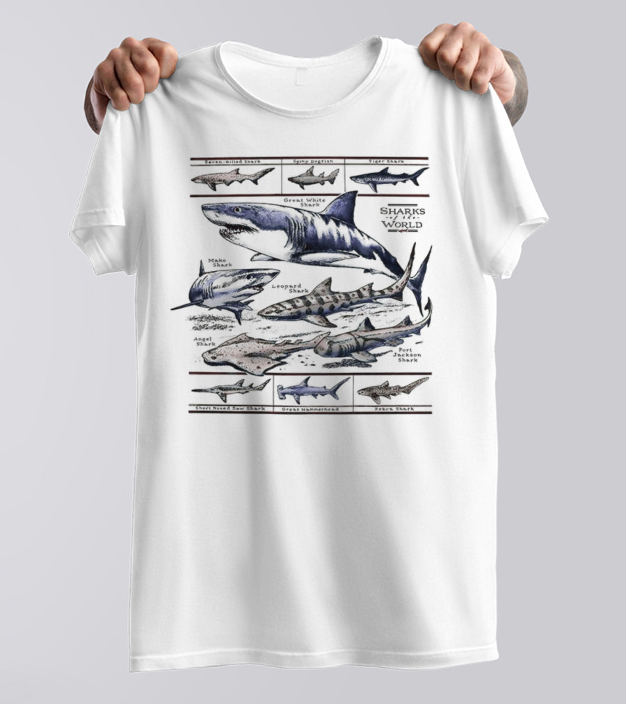 Field Guide Sharks World Marine Life Species Chart T-Shirt