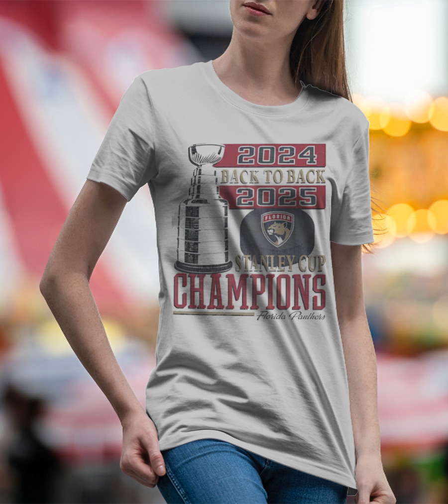 Florida Panthers 2024 2025 Back To Back Stanley Cup Champions Vintage 47 White T-Shirt