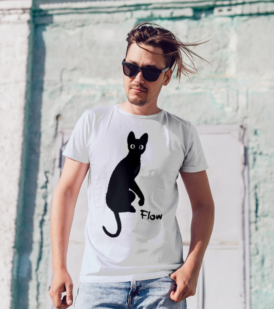 Flow Movie India Ink Cat Silhouette T-Shirt